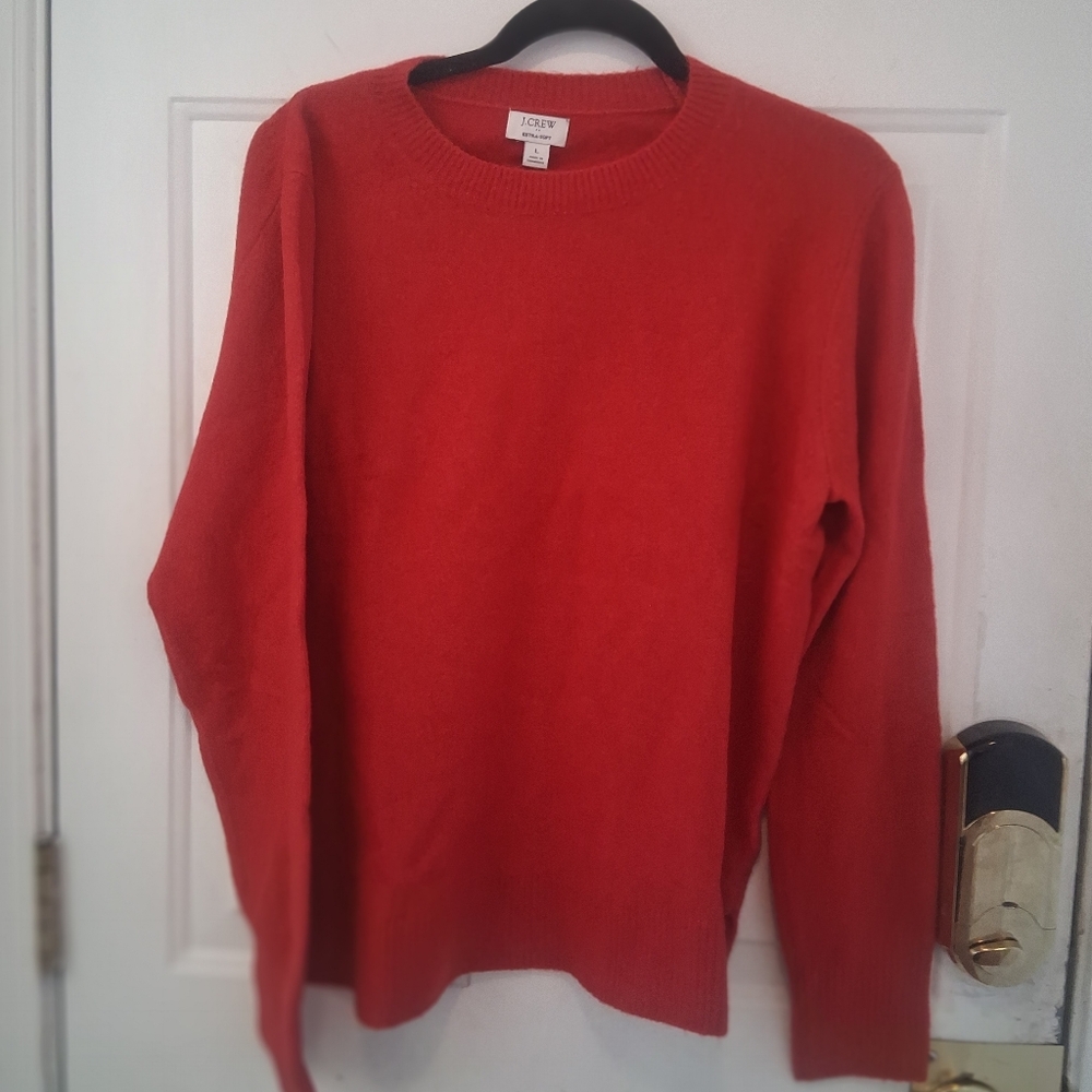 J. Crew Womens Red Extra Soft Crew Neck Sweater NWT
